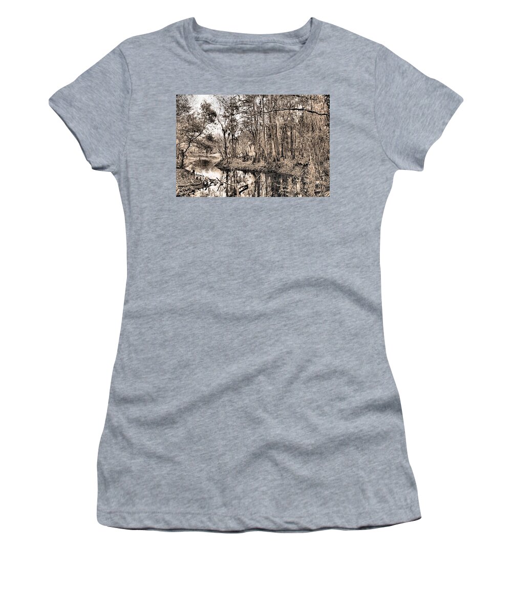 Swamp Women's T-Shirt featuring the photograph At Swamps Edge by Kristin Elmquist