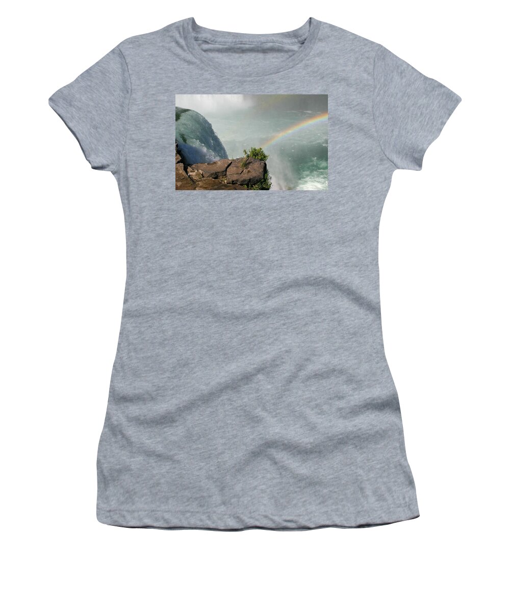 Niagara Falls Women's T-Shirt featuring the photograph At The Edge by Living Color Photography Lorraine Lynch
