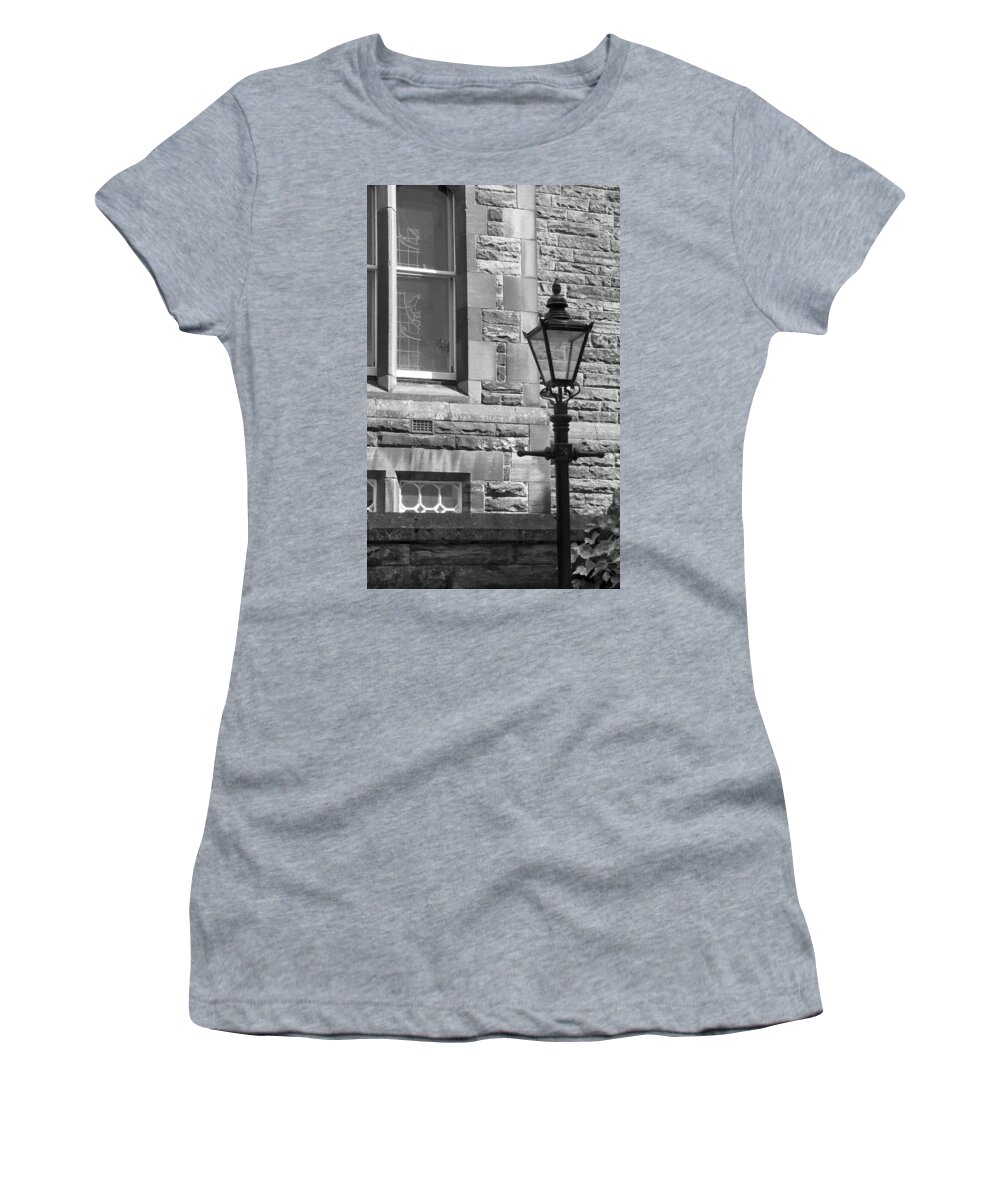 Lamppost Women's T-Shirt featuring the photograph At the window. by Elena Perelman