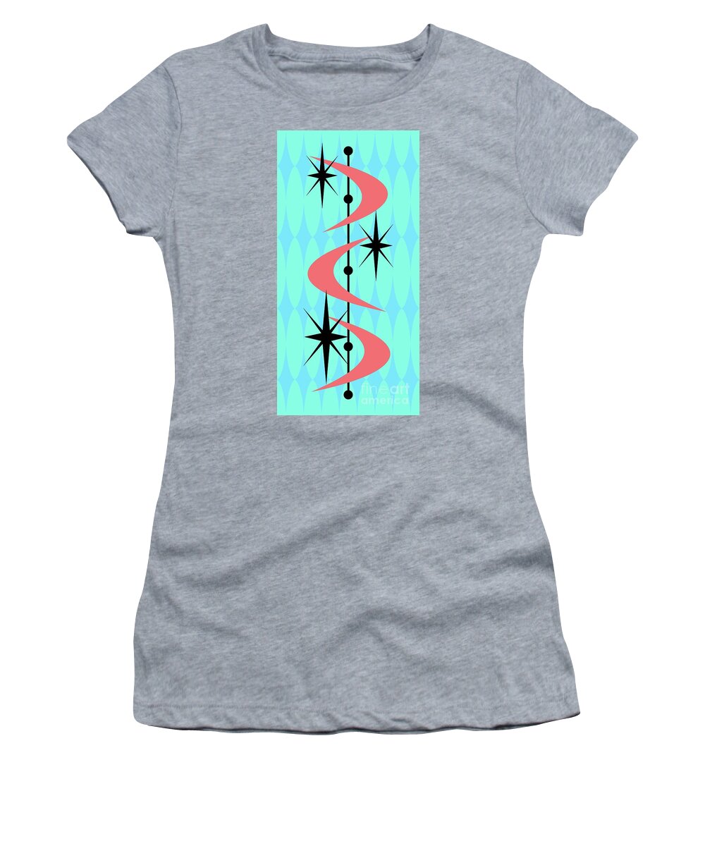  Women's T-Shirt featuring the digital art Atomic Boomerangs in Pink by Donna Mibus