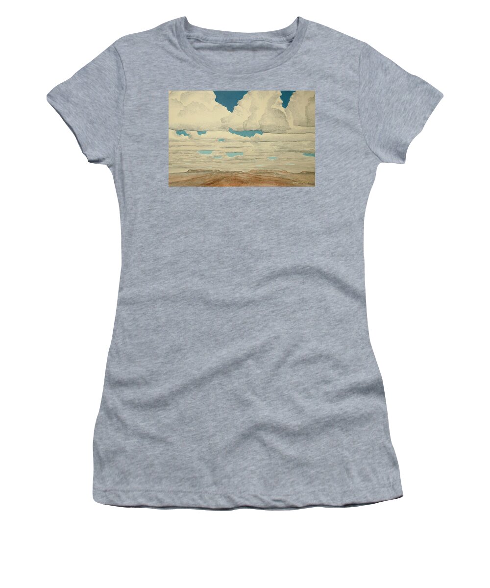 Rainy Season Women's T-Shirt featuring the painting August Sky by Kerry Beverly