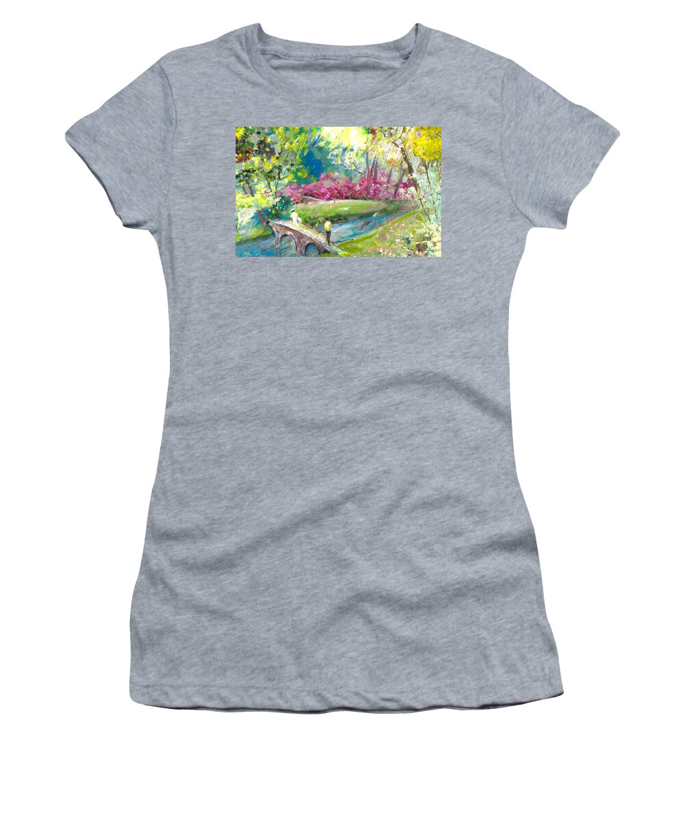 Augusta Women's T-Shirt featuring the painting Augusta Golf Course by Miki De Goodaboom