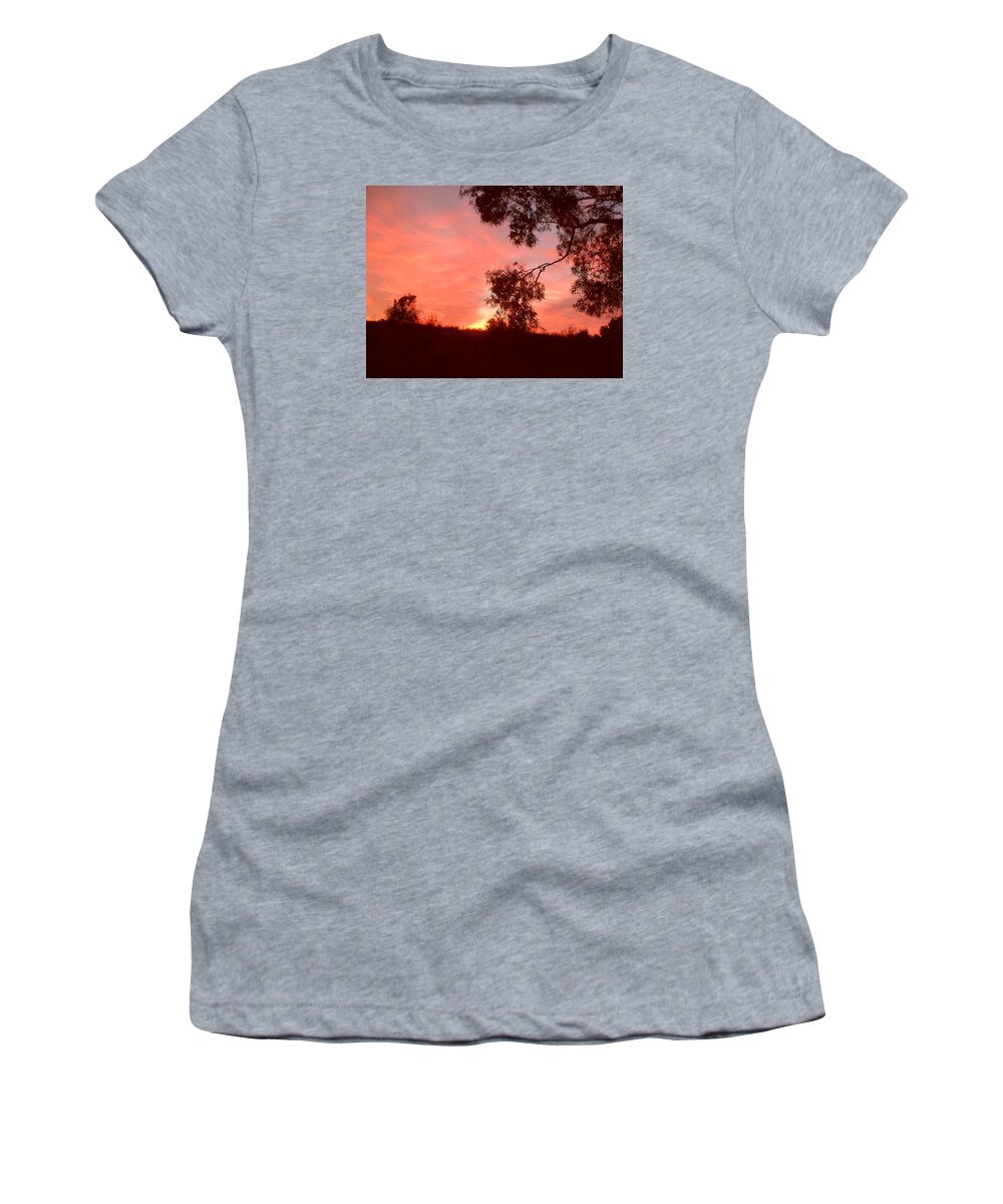 Red Women's T-Shirt featuring the photograph Red dawn by Maria Aduke Alabi