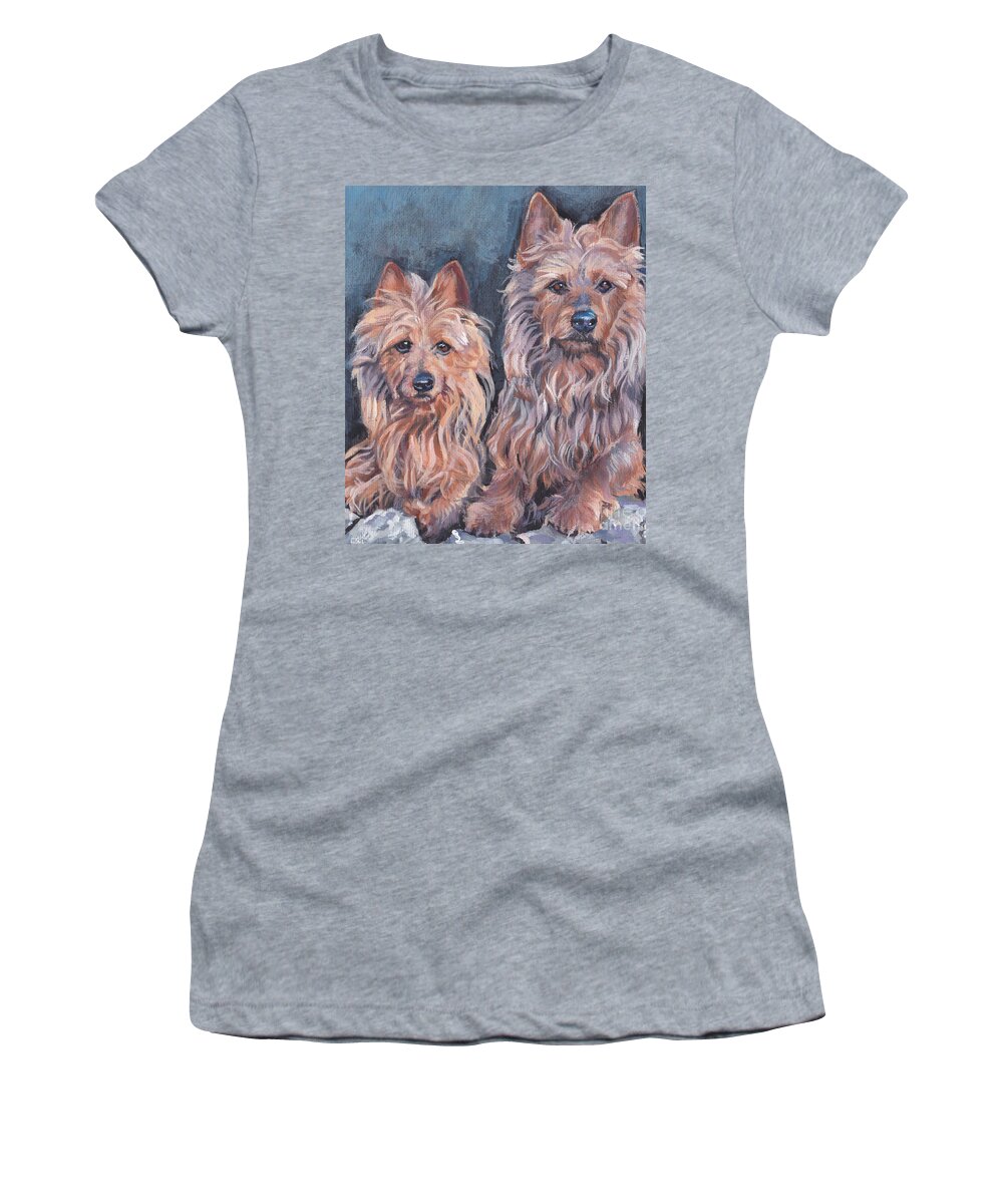 Australian Terrier Women's T-Shirt featuring the painting Australian Terriers by Lee Ann Shepard