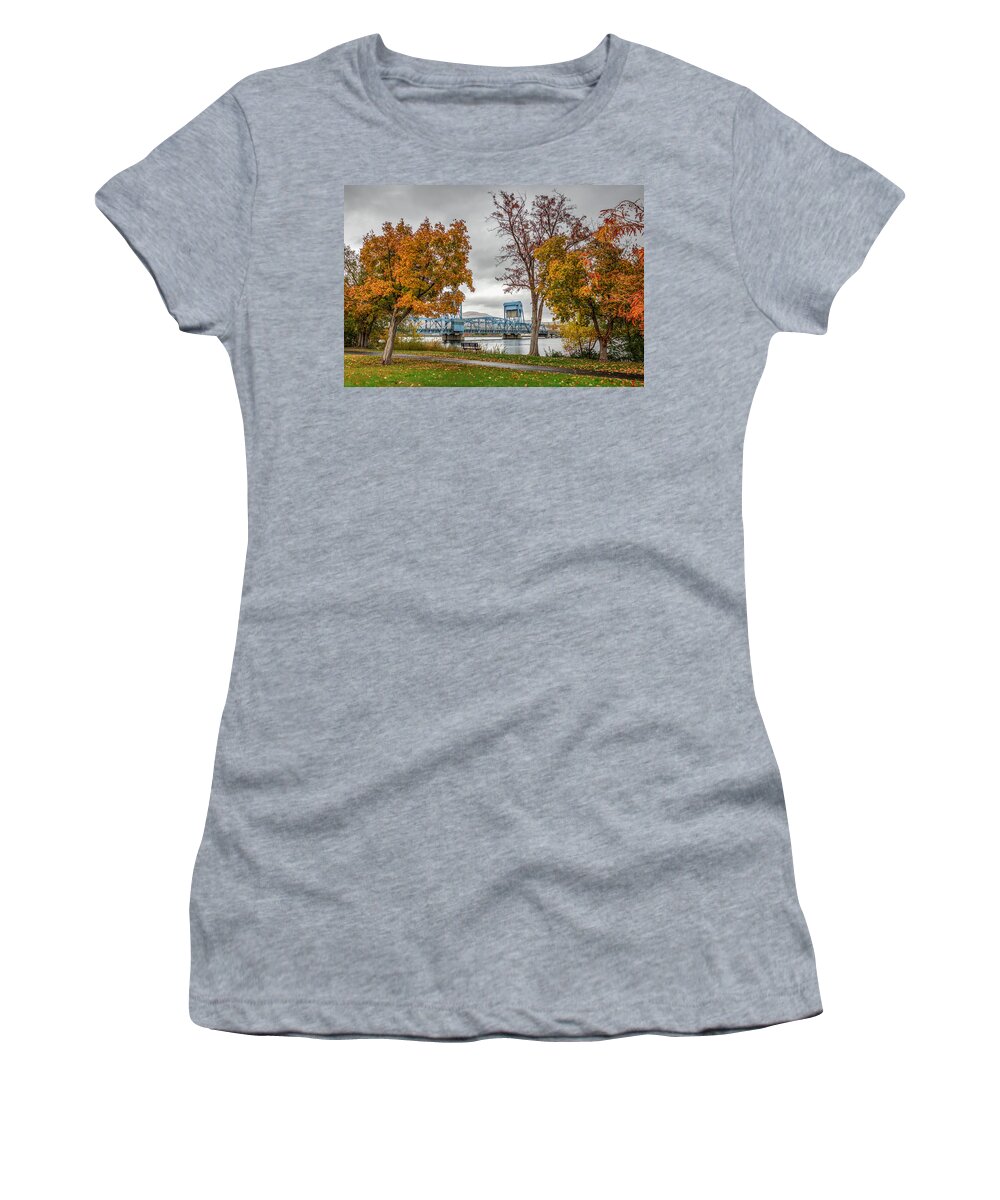 Lewiston Women's T-Shirt featuring the photograph Autumn Blue Bridge by Brad Stinson