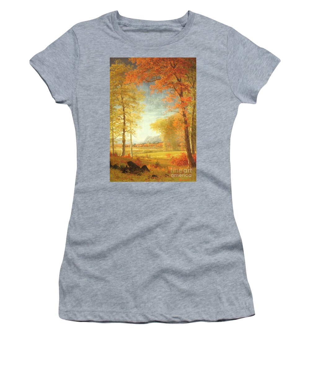 Albert Women's T-Shirt featuring the painting Autumn in America by Albert Bierstadt