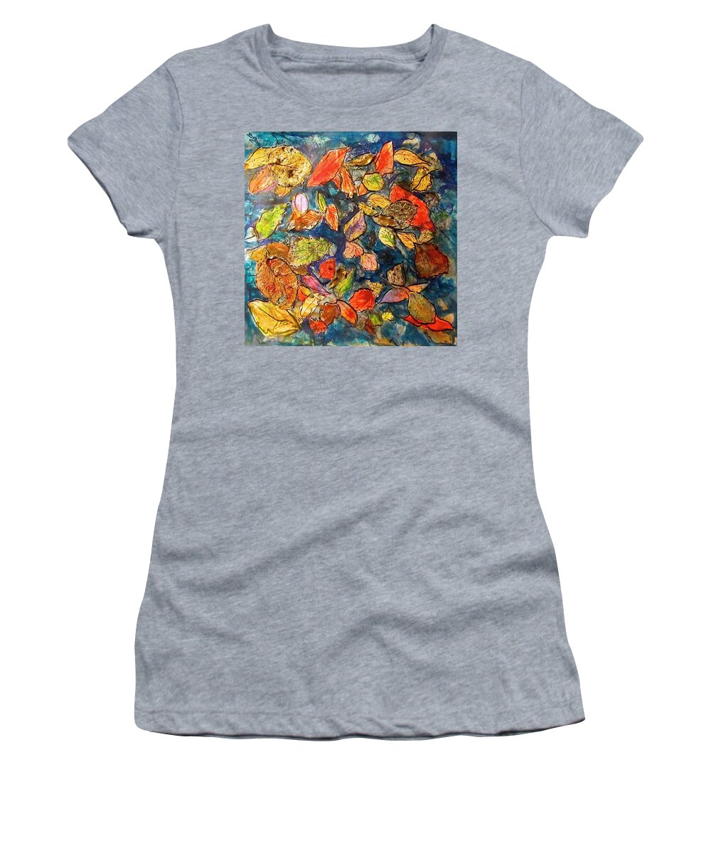 Leaves Women's T-Shirt featuring the mixed media Autumn Leaves by Barbara O'Toole