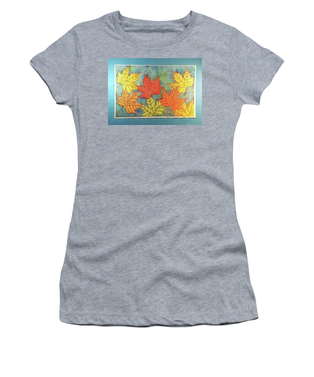 #watercolorpaintings #watercolorprints #watercoloraaturmnleaves #coolart #artforsale #originalartforsale #fineartamerica.com #sugarplumtheband Women's T-Shirt featuring the painting Autumn Leaves by Cynthia Silverman
