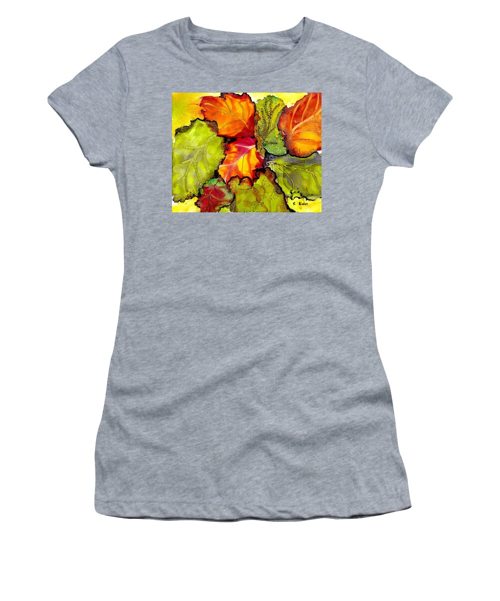 Leaves Women's T-Shirt featuring the painting Autumn Leaves by Susan Kubes