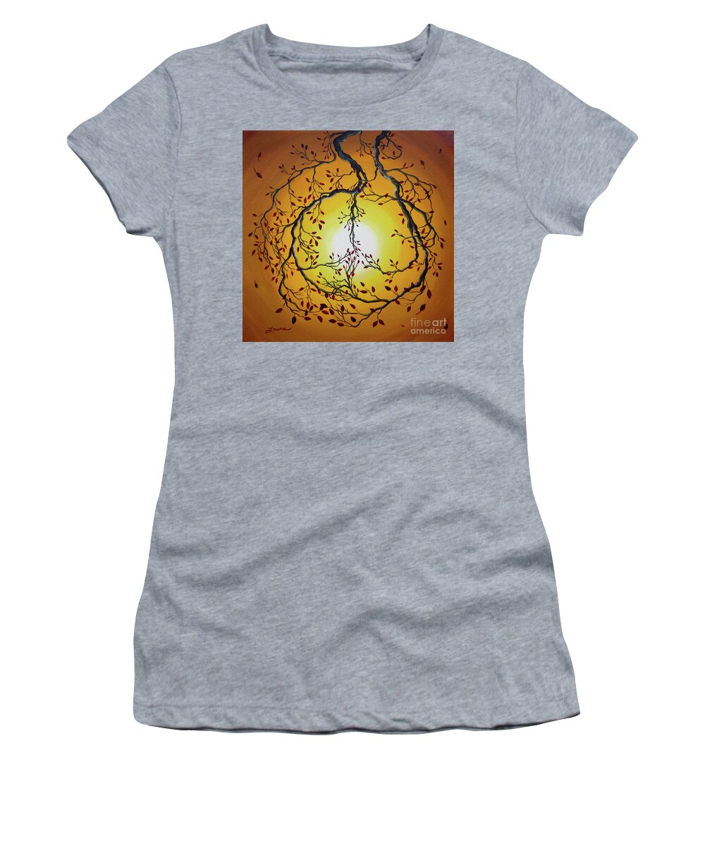 Painting Women's T-Shirt featuring the painting Autumn Peace by Laura Iverson