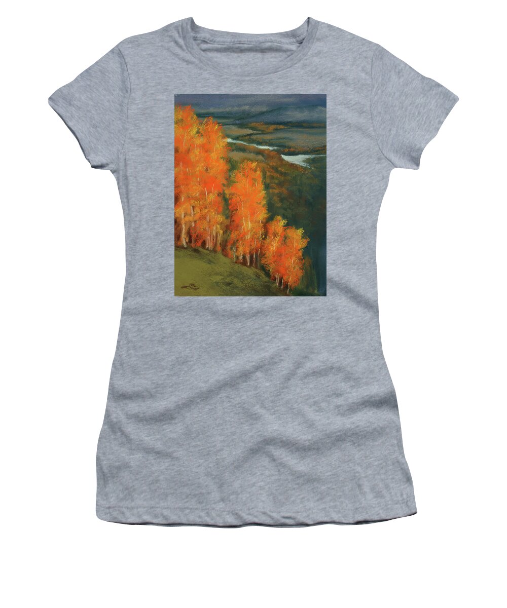Autumn Women's T-Shirt featuring the painting Autumn Peaks on Boulder Mountain by Sandi Snead