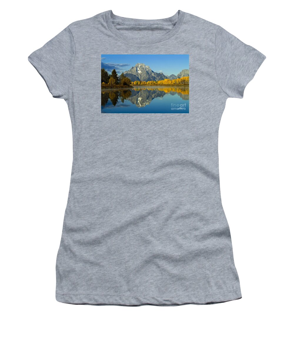 Mount Moran Women's T-Shirt featuring the photograph Autumn Reflections by Bon and Jim Fillpot