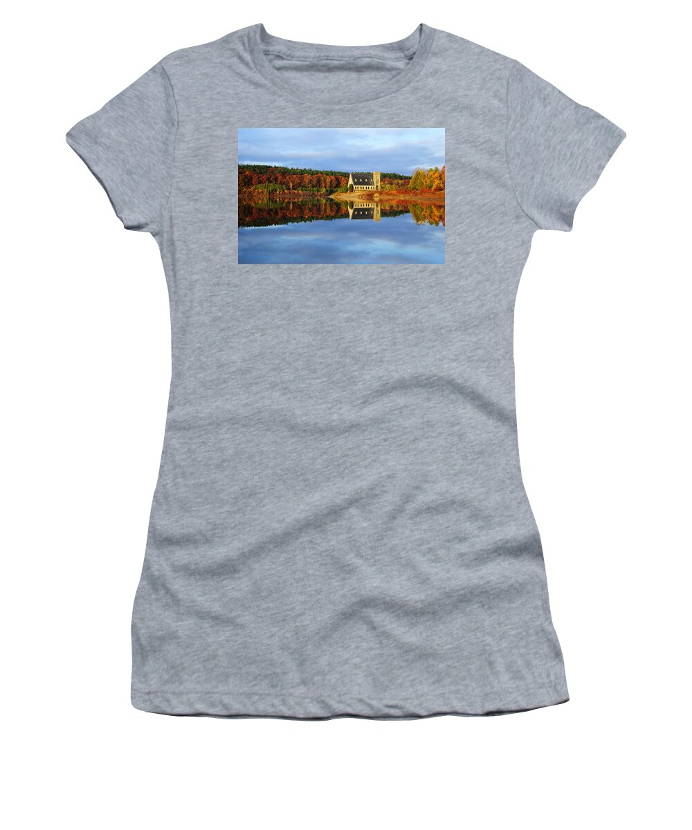 Autumn Women's T-Shirt featuring the photograph Autumn Sunrise at Wachusett Reservoir by Luke Moore