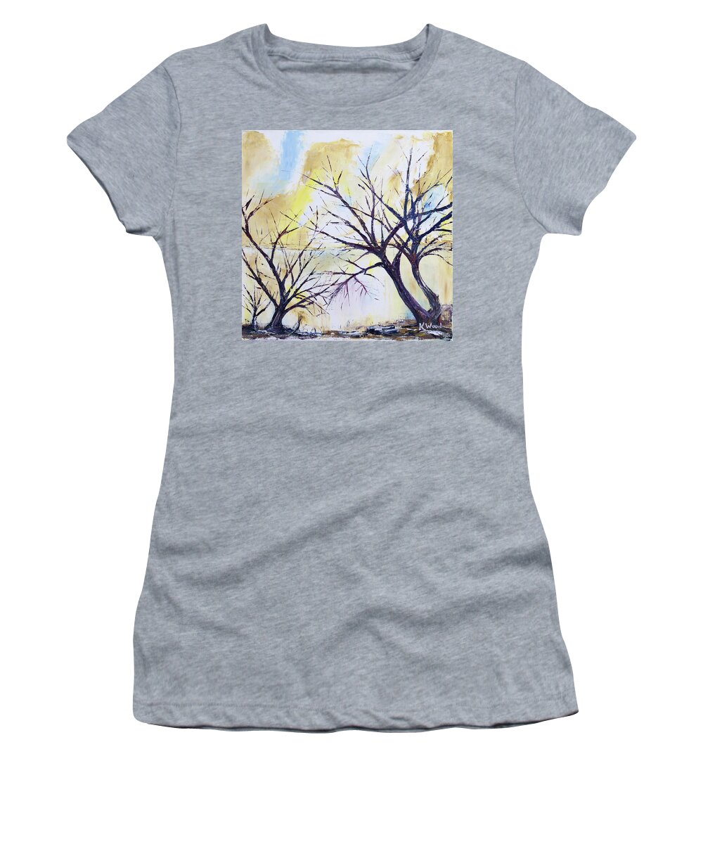 Fall Trees Women's T-Shirt featuring the painting Awaiting Spring by Ken Wood