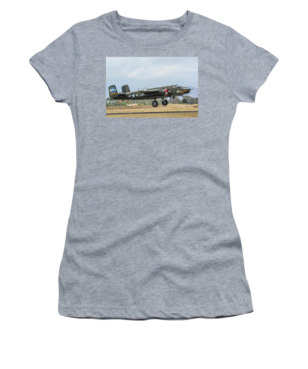 April 2016 Women's T-Shirt featuring the photograph B-25 Mitchell Tondelayo by Tommy Anderson