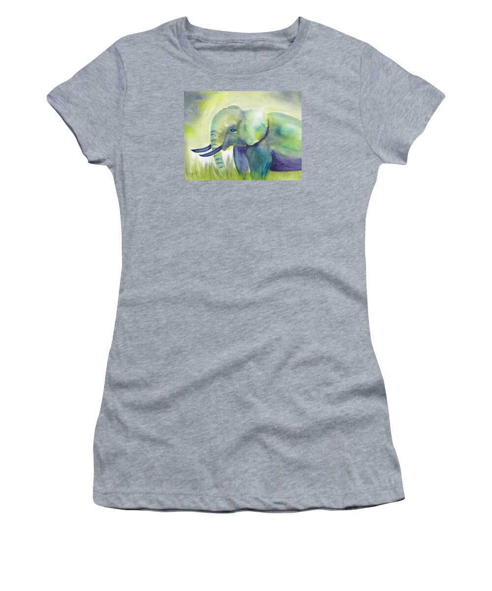 Baby Elephant Women's T-Shirt featuring the painting Baby Elephant by Frank Bright