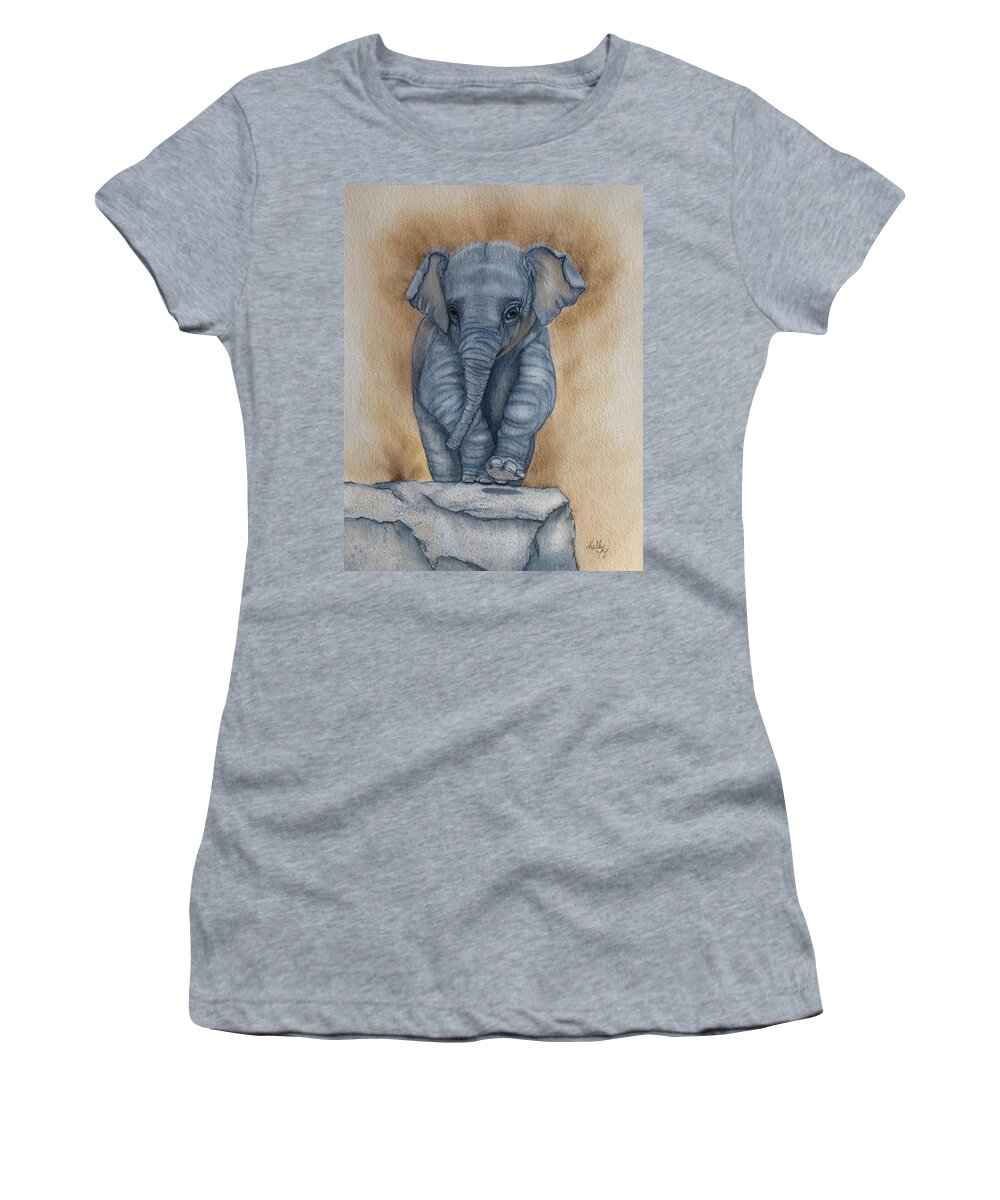 The Playroom Women's T-Shirt featuring the painting Baby Elephant by Kelly Mills