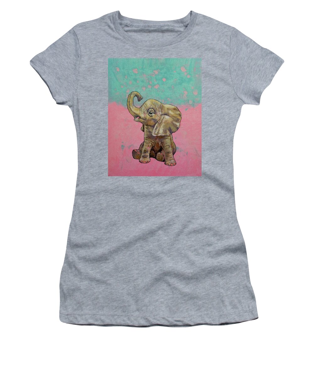 Boy Women's T-Shirt featuring the painting Baby Elephant by Michael Creese