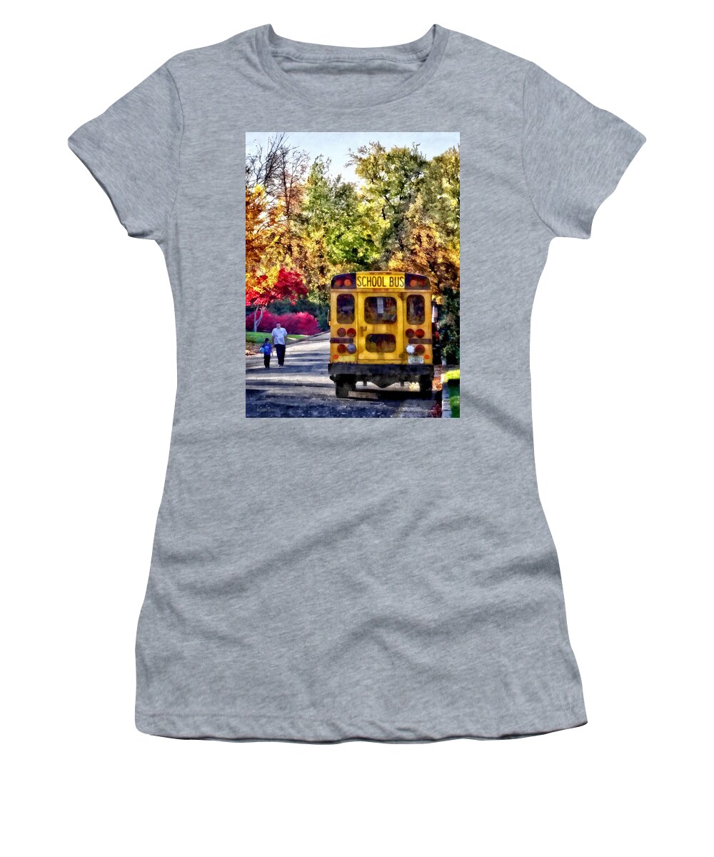 Bus Women's T-Shirt featuring the photograph Back of School Bus by Susan Savad