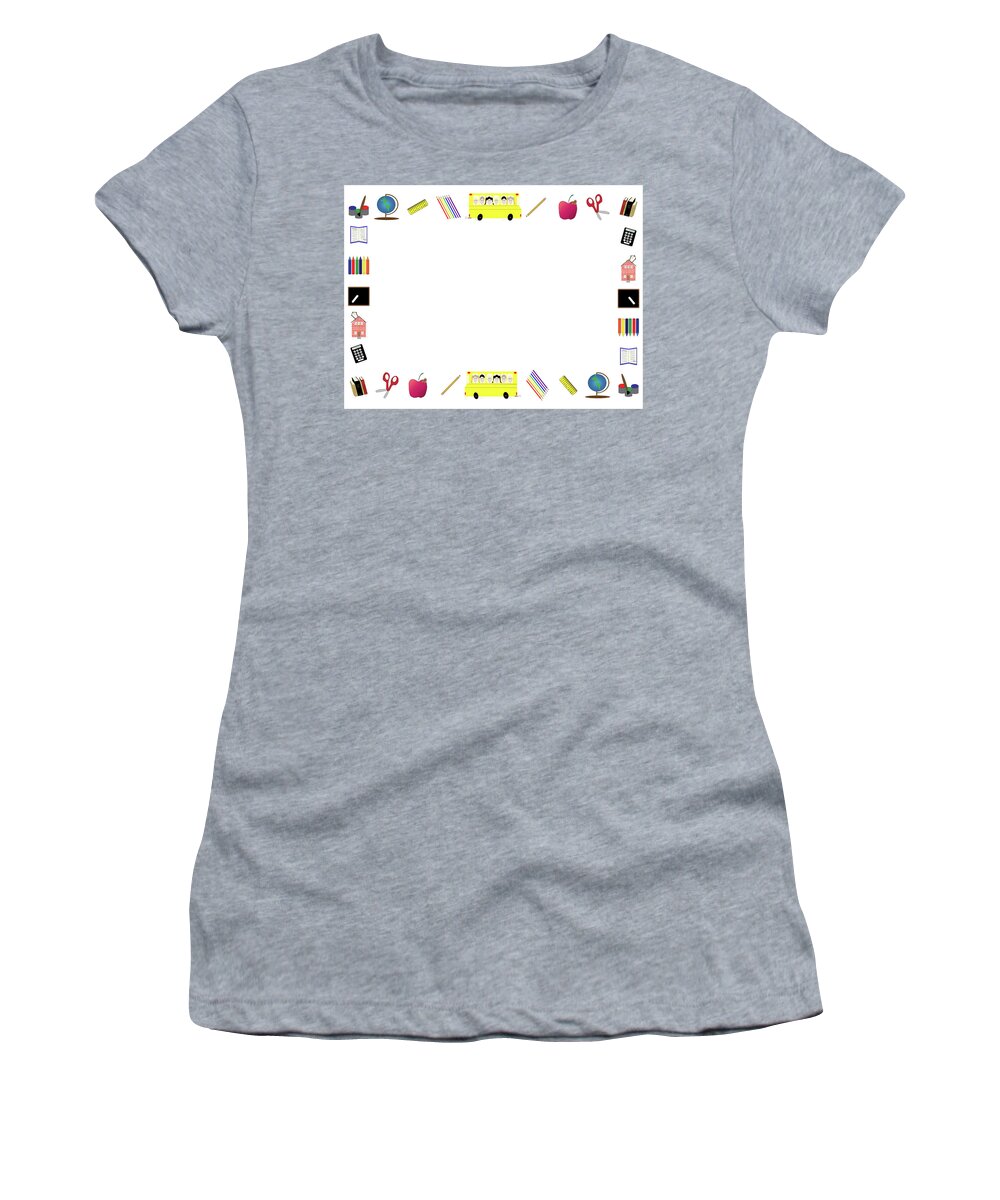 Borde Women's T-Shirt featuring the photograph Back to School border or frame by Karen Foley