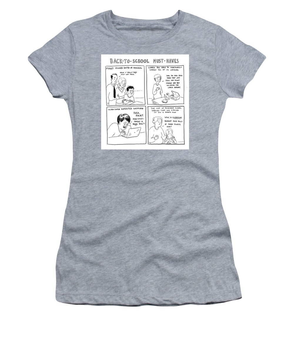 Back-to-school Must-haves Women's T-Shirt featuring the drawing Back-to-School Must-Haves by Emily Flake