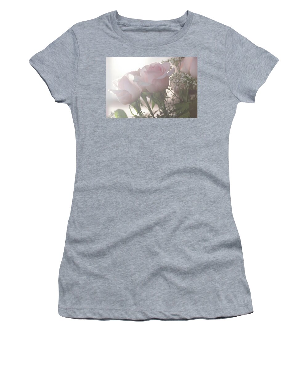 Birthday Women's T-Shirt featuring the photograph Backlit Pink Roses by Joni Eskridge