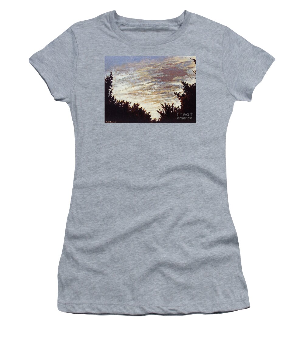 Landscape Women's T-Shirt featuring the painting Backyard Sunset by Todd Blanchard
