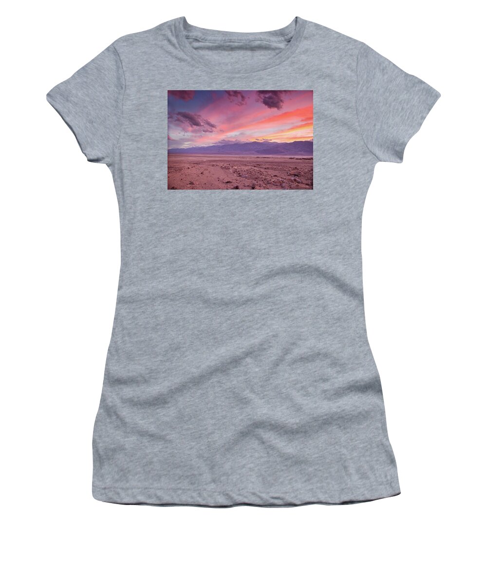 Death Valley National Park Sunset Women's T-Shirt featuring the photograph Badwater sunset by Kunal Mehra