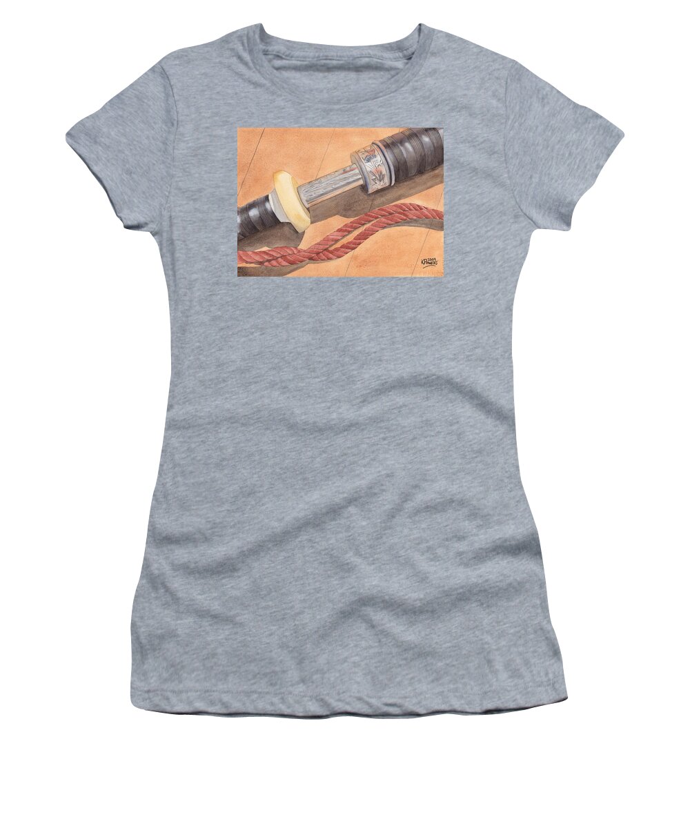 Bag Women's T-Shirt featuring the painting Bagpipe Drone by Ken Powers