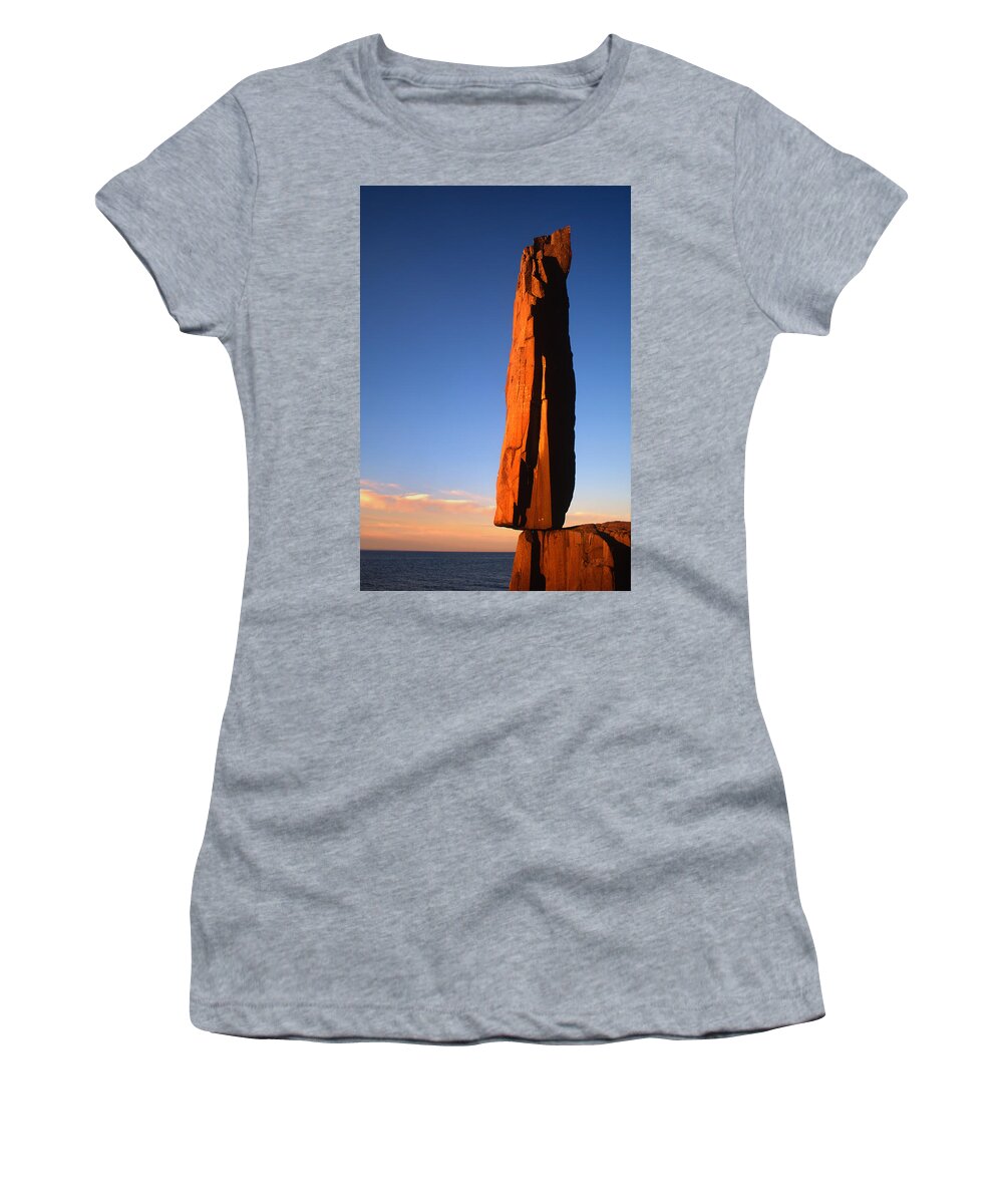 Balancing Rock Women's T-Shirt featuring the photograph Balancing Rock At Sunrise by Irwin Barrett