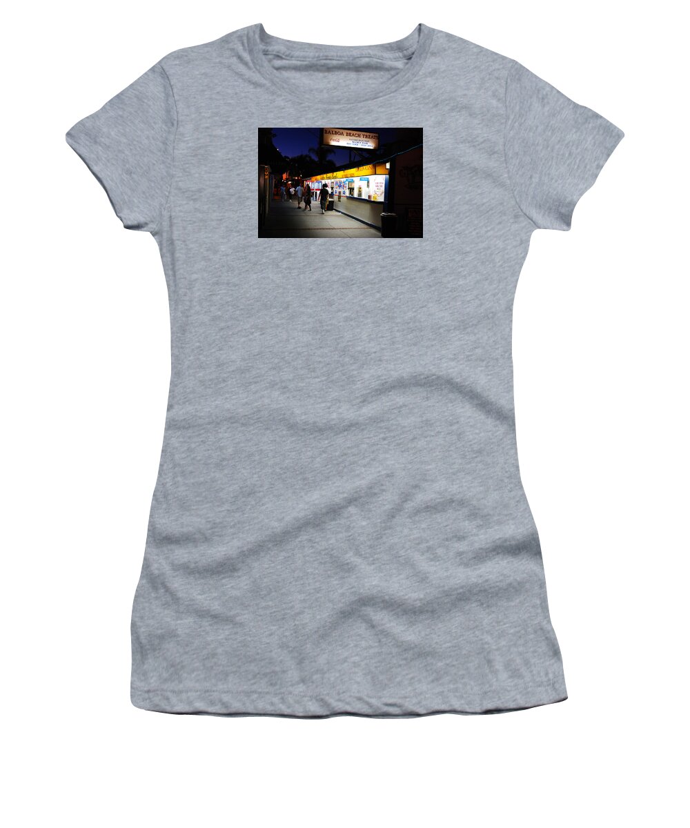 Balboa Women's T-Shirt featuring the photograph Balboa Pier Nghts by James Kirkikis