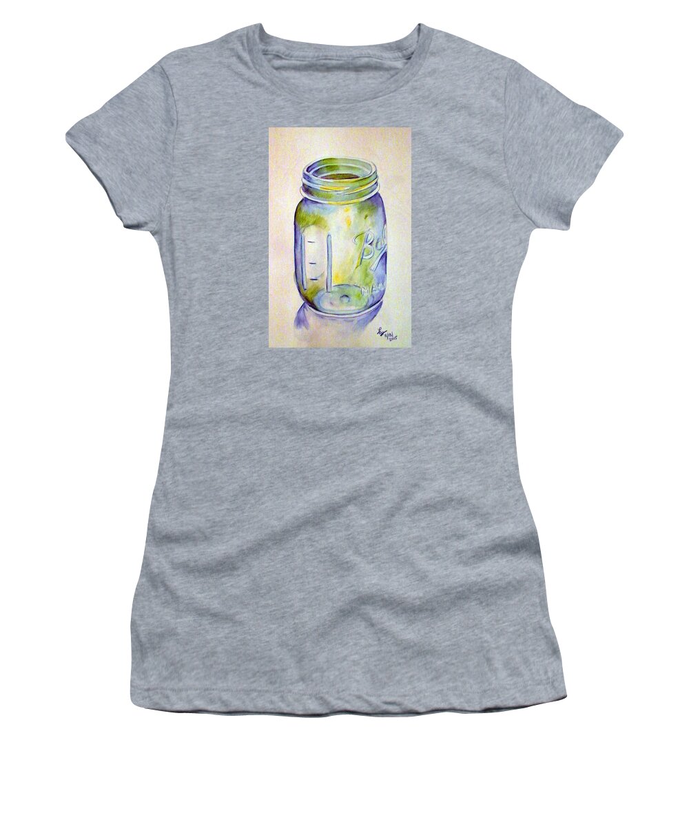 Jar Women's T-Shirt featuring the painting Ball Mason Jar by Loretta Nash