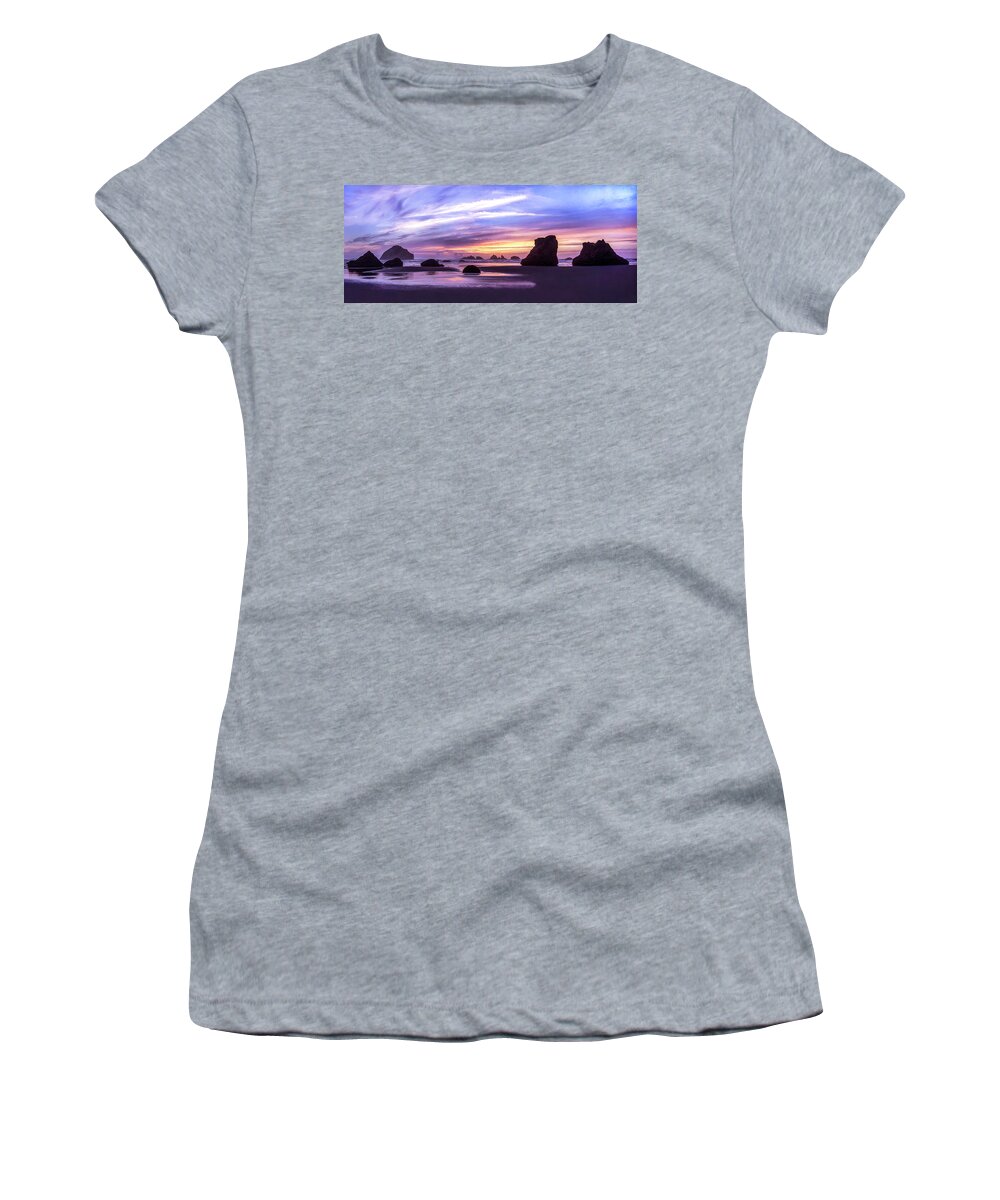 Landscapes Women's T-Shirt featuring the photograph Bandon on Fire by Steven Clark