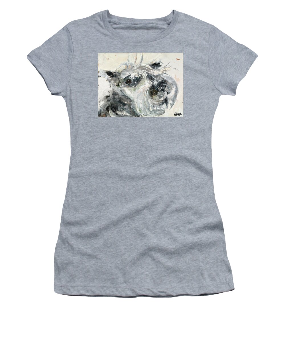 Dog Women's T-Shirt featuring the painting Bangs by Kasha Ritter