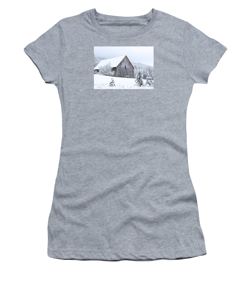 Barn Women's T-Shirt featuring the photograph Barn After Snow by Tim Kirchoff