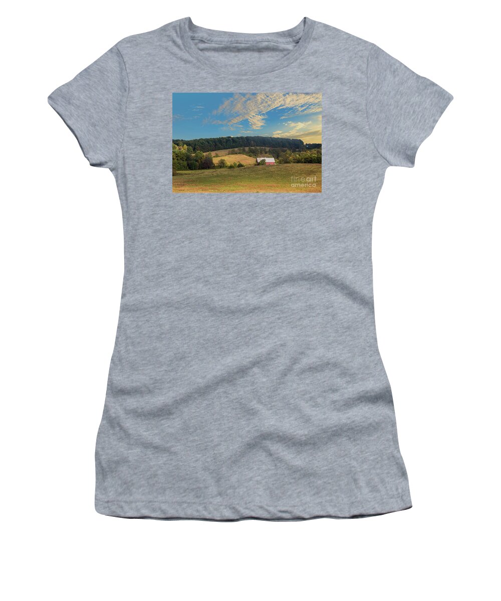 Emmitsburg Women's T-Shirt featuring the photograph Barn in Field by Malcolm L Wiseman III