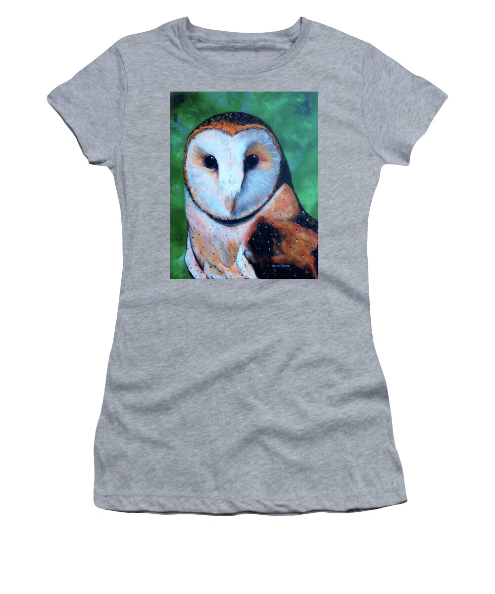 Owl Women's T-Shirt featuring the painting Barn Owl by Donna Tucker