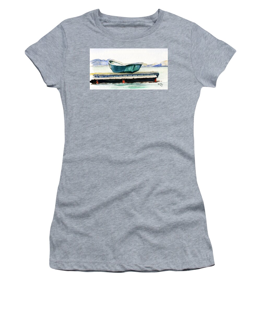 Barnstable Women's T-Shirt featuring the painting Barnstable Skiff by Paul Gaj