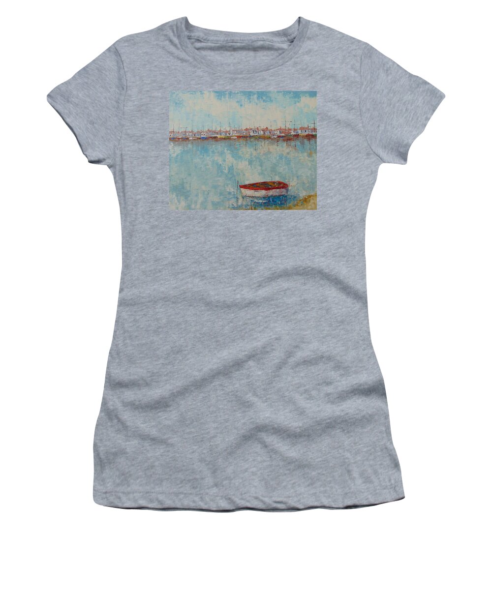 Frederic Payet Women's T-Shirt featuring the painting Barque au large de Marseille by Frederic Payet