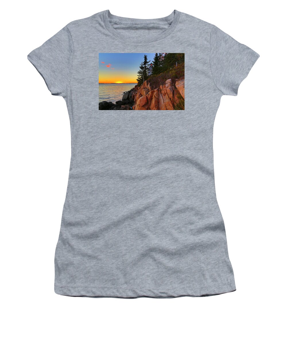 Maine Women's T-Shirt featuring the photograph Bass Harbor Headlight by Nancy Dunivin