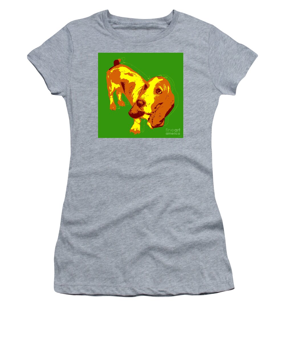 Basset Hound Women's T-Shirt featuring the digital art Basset Hound Pop Art by Jean luc Comperat