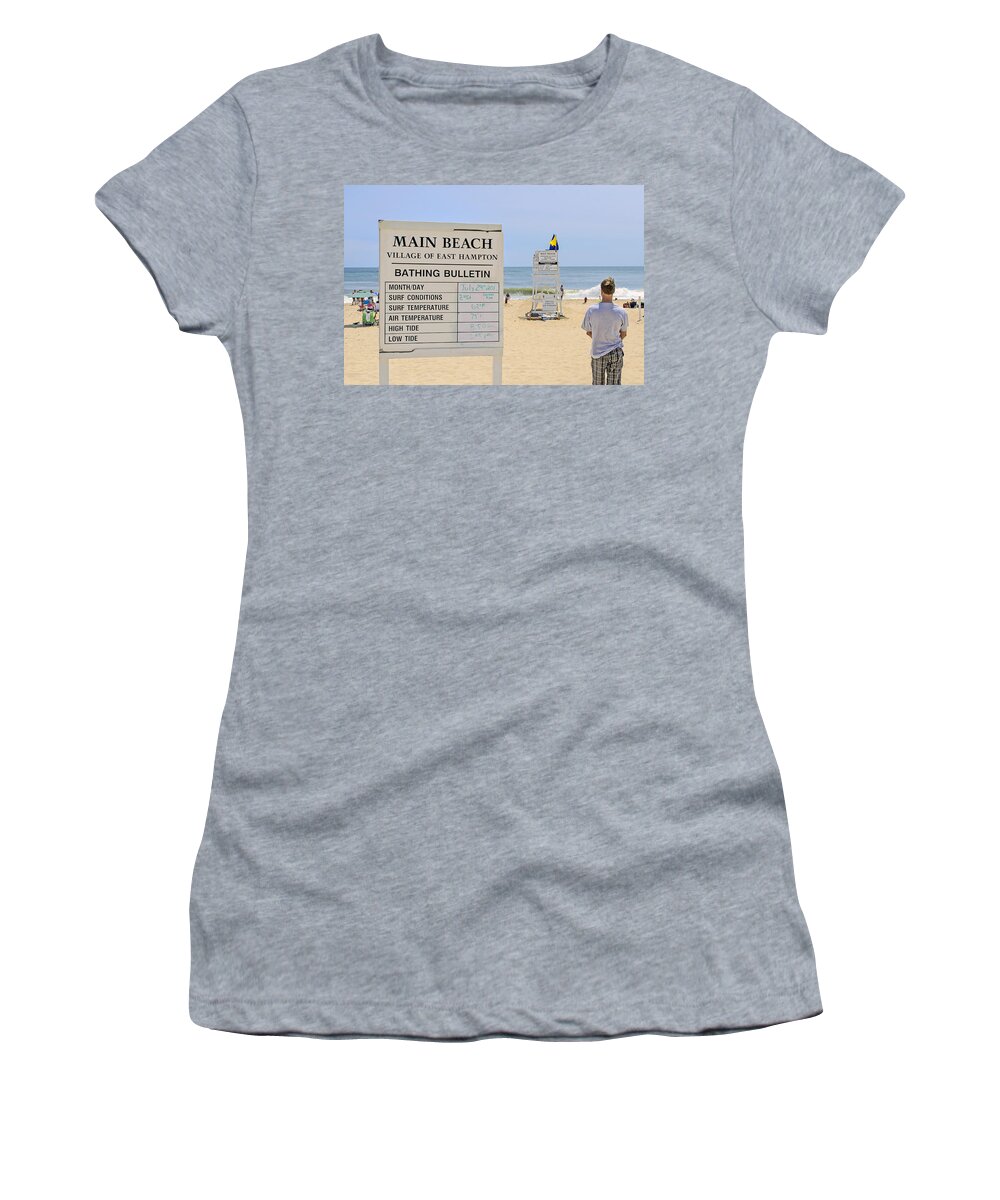 Bathing Bulletin Women's T-Shirt featuring the photograph Bathing Bulletin by Keith Armstrong