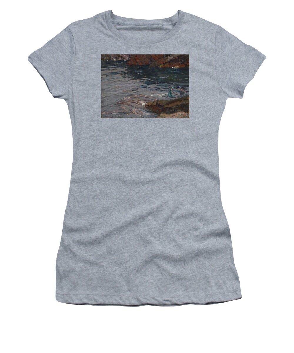 Bathing Pool Women's T-Shirt featuring the painting Bathing Pool by MotionAge Designs