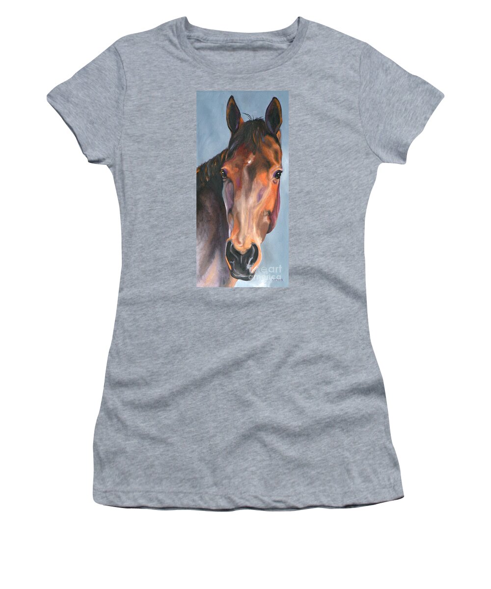 Horse Women's T-Shirt featuring the painting Thoroughbred Royalty by Susan A Becker