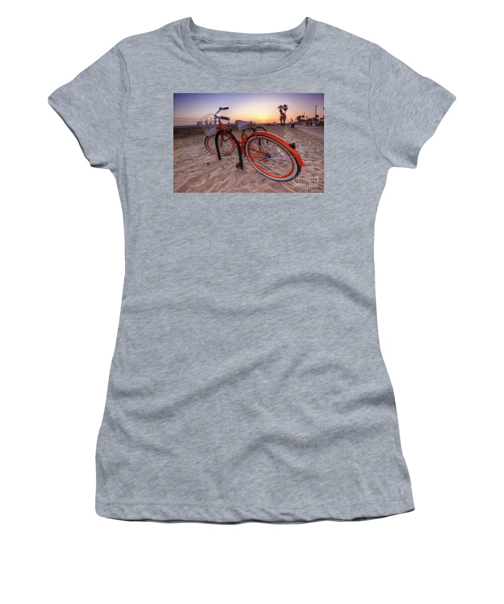 Yhun Suarez Women's T-Shirt featuring the photograph Beach Bike by Yhun Suarez