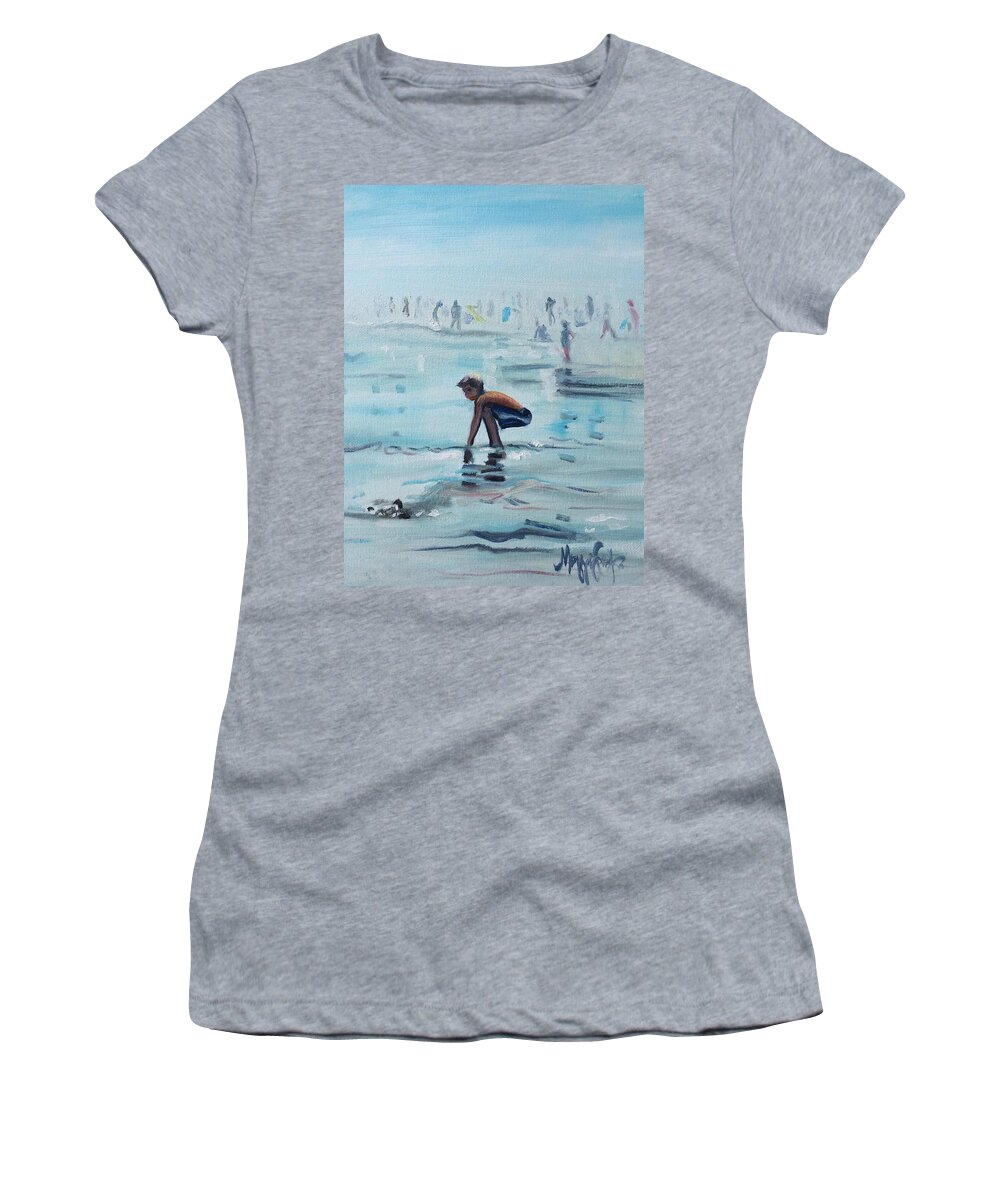 Beach Women's T-Shirt featuring the painting Beach Boy by Maggii Sarfaty