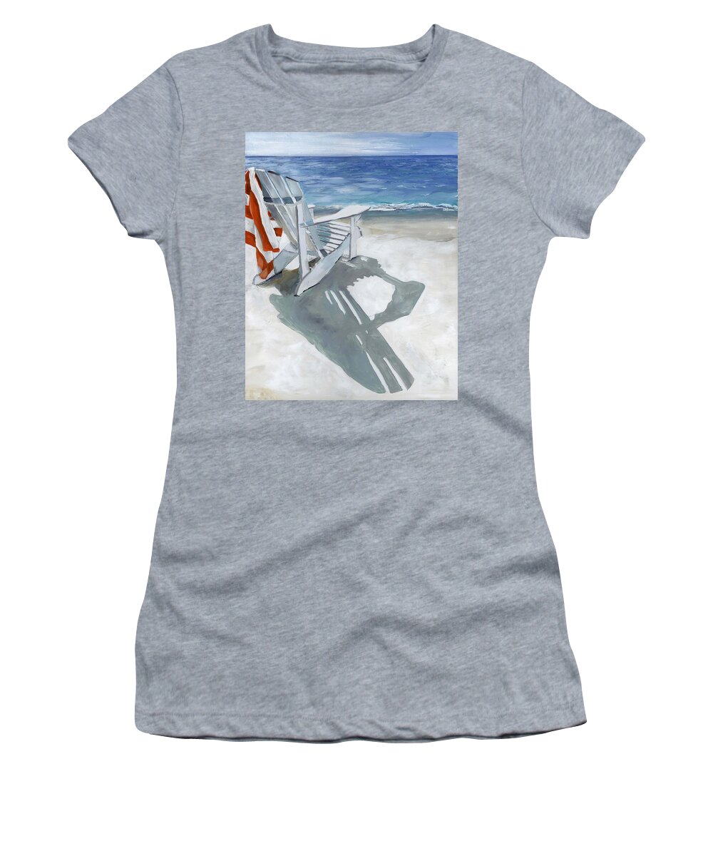 Beach Women's T-Shirt featuring the painting Beach chair by Debbie Brown