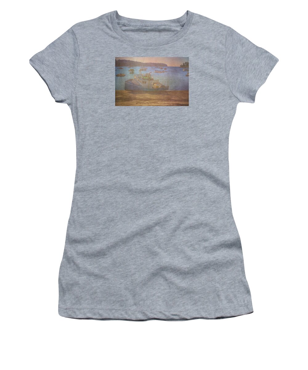 Maine Lobster Boats Women's T-Shirt featuring the photograph Beached For Cleaning by Tom Singleton