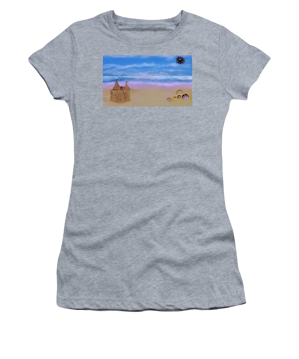 Beach Women's T-Shirt featuring the mixed media Beaches Castle by Mary Ann Leitch
