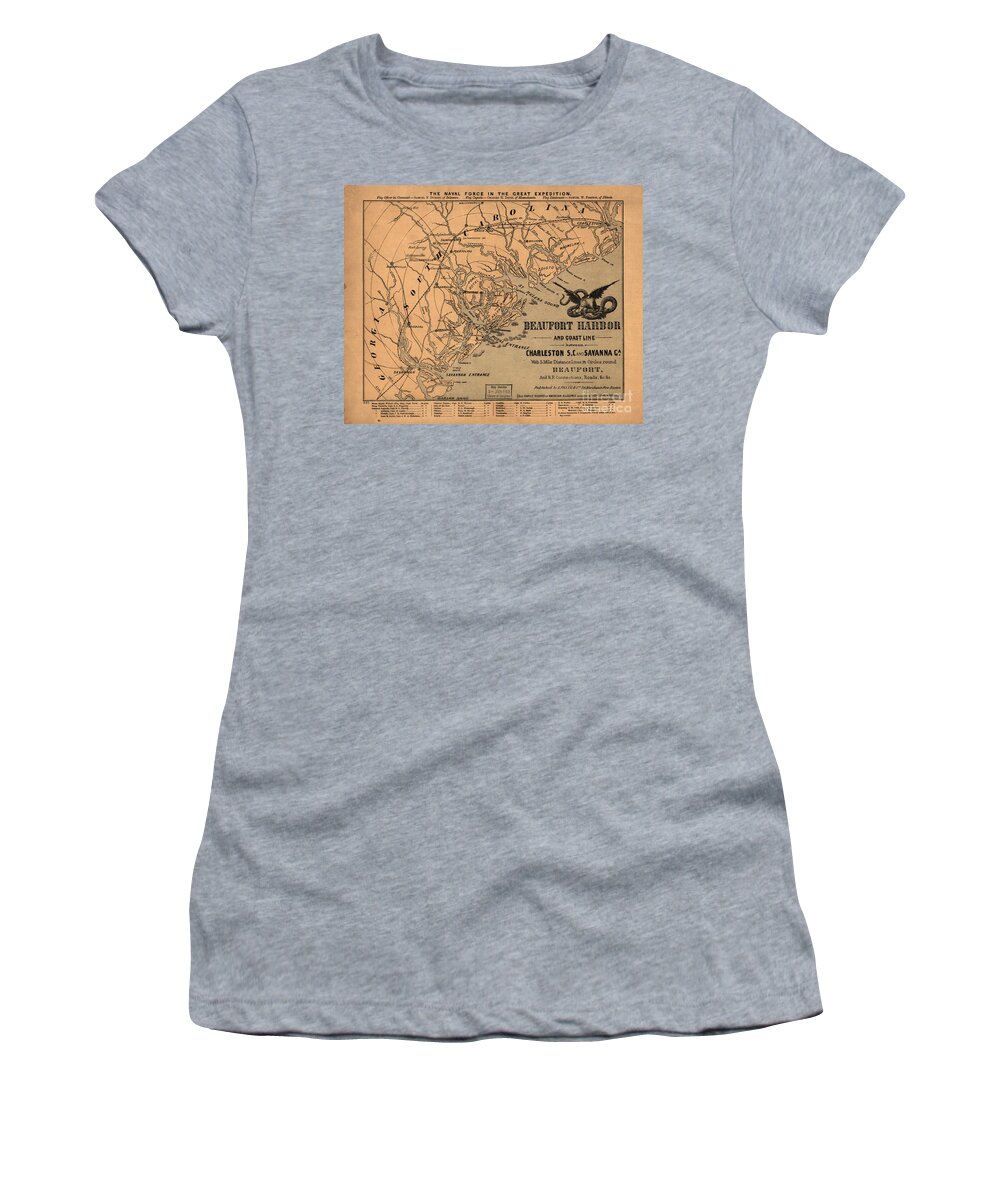 Map Women's T-Shirt featuring the photograph Beaufort Harbor by Dale Powell